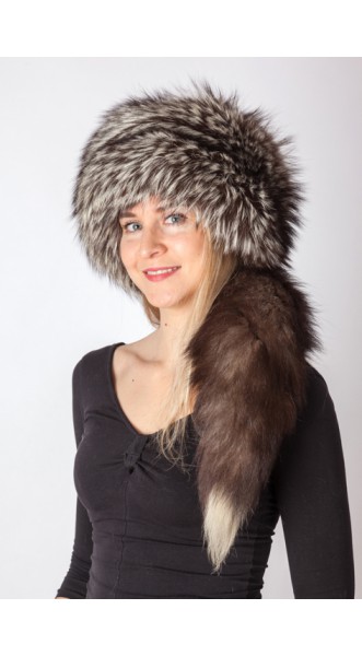 Silver Fox Fur Trapper Hat 