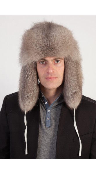 grey fox fur hat