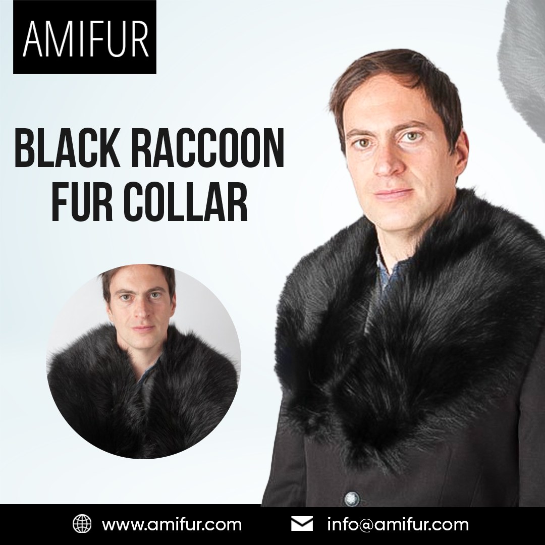 Black Raccoon Fur Collar